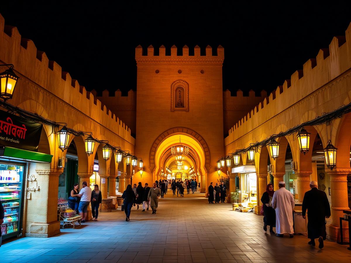Souq Waqif in Doha illuminated at night
